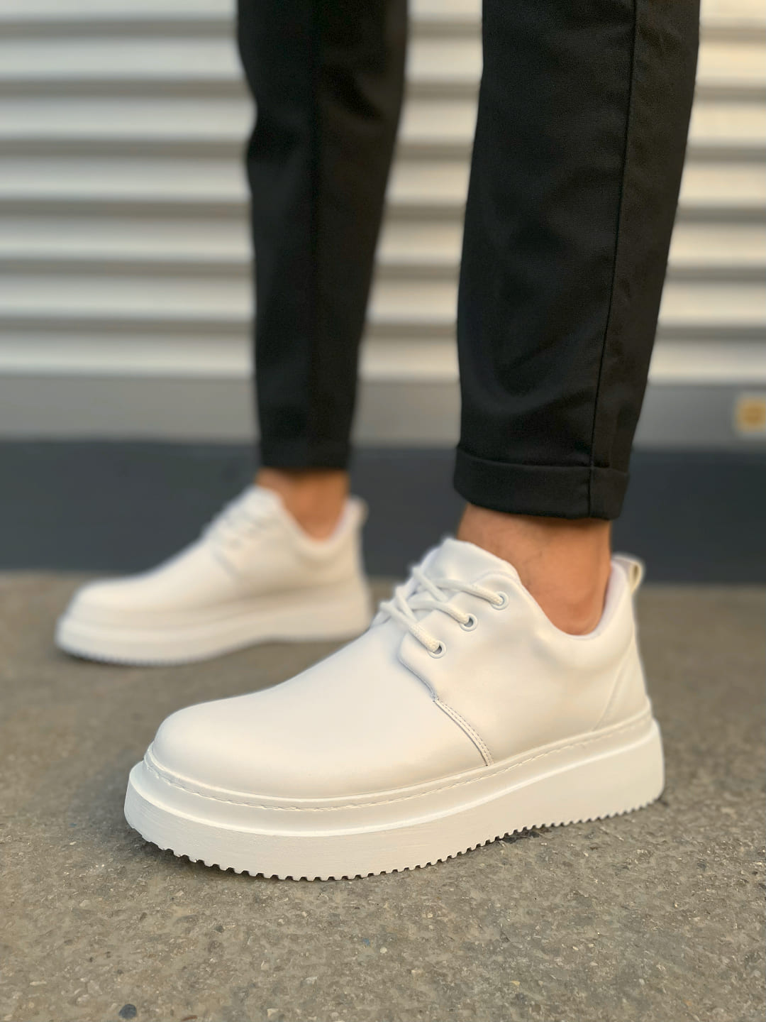 JY03 Luxor Bağcıklı Cilt Erkek Günlük Spor Klasik Ayakkabı CBT - Beyaz - Görsel 2