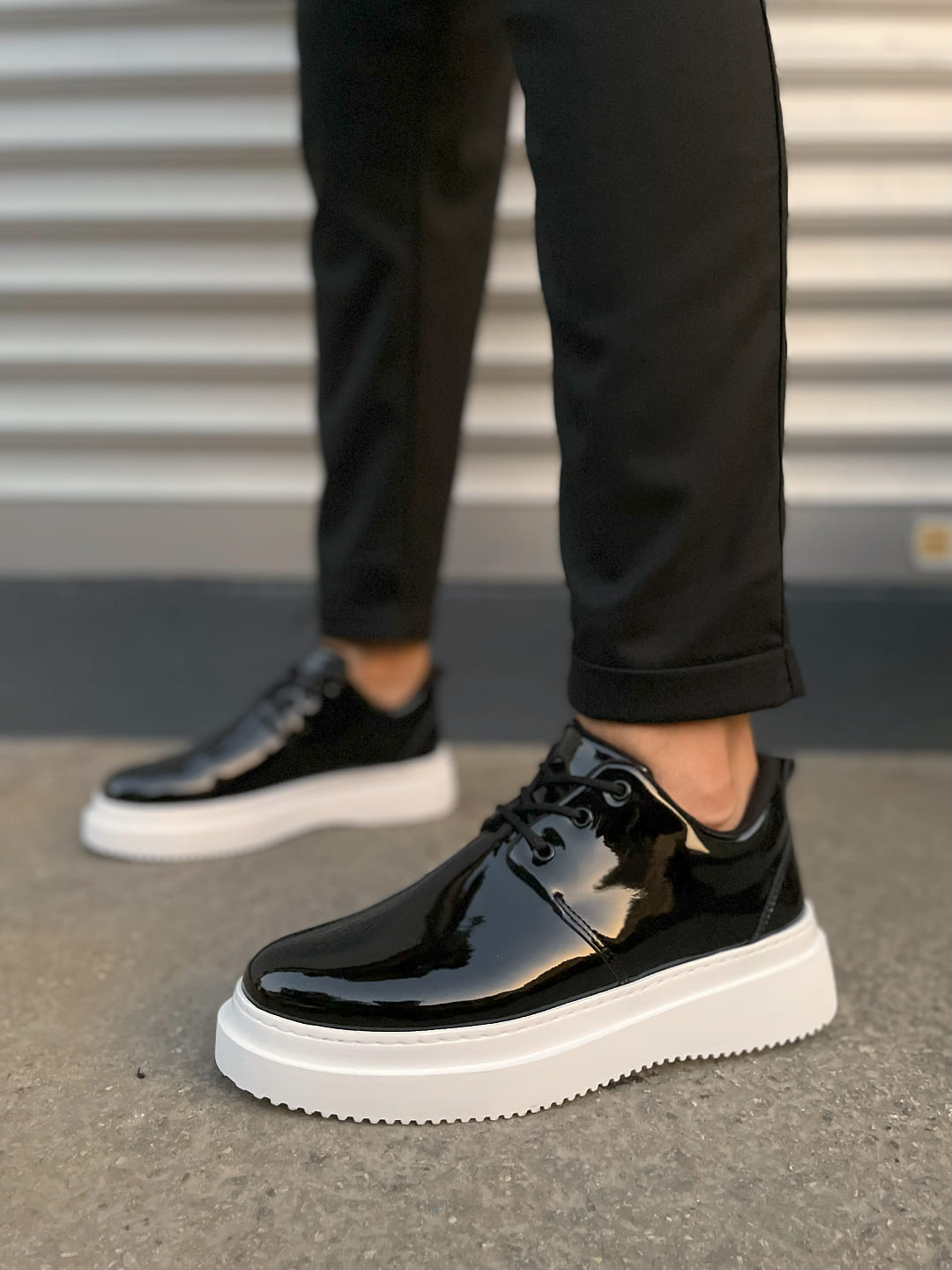 JY03 Luxor Bağcıklı Rugan Erkek Günlük Spor Klasik Ayakkabı RBT - Siyah - Görsel 2