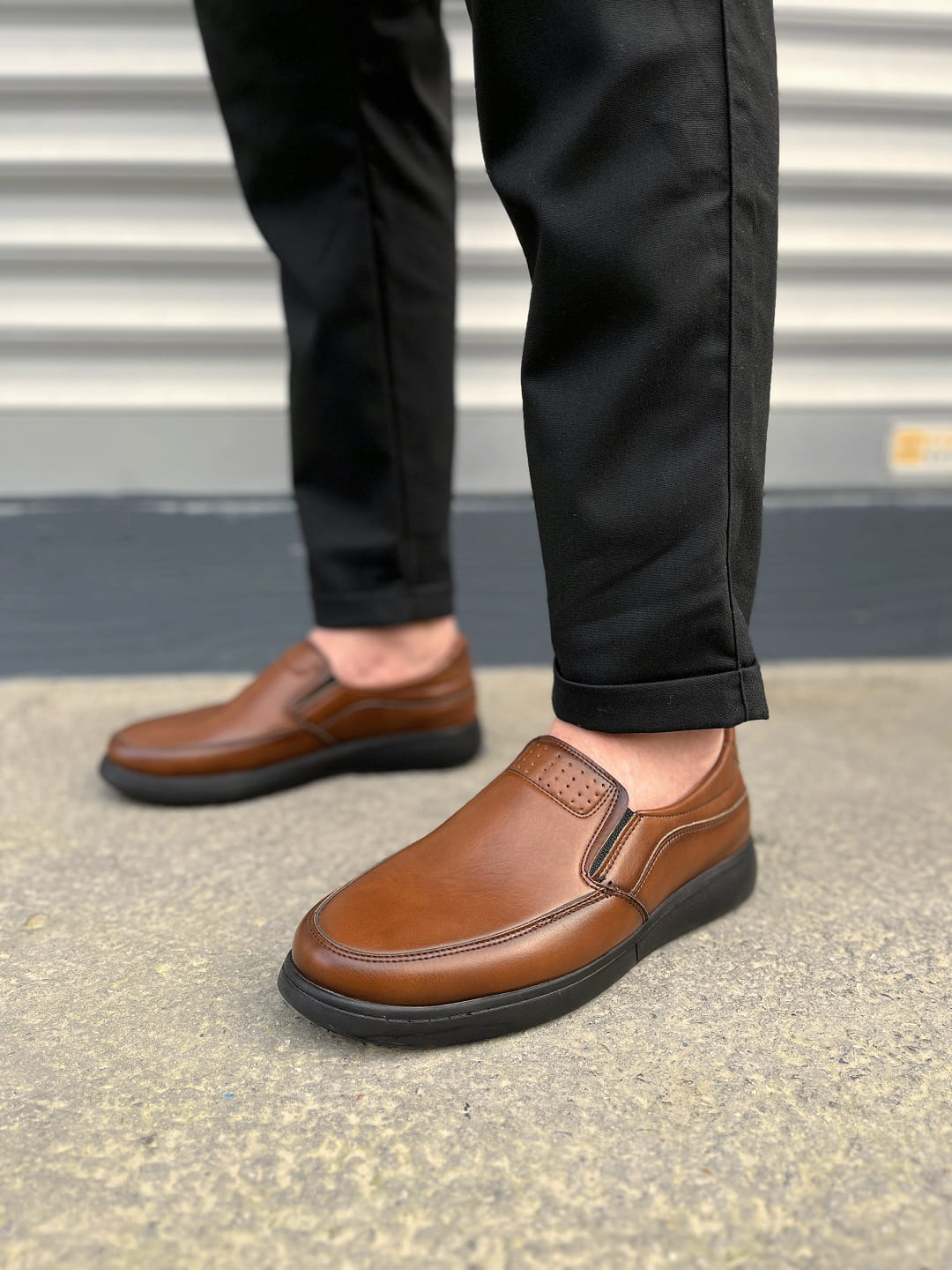 JY0410 Classique Bağcıksız Cilt Erkek Günlük Klasik Ayakkabı CST - Kahverengi - Görsel 2