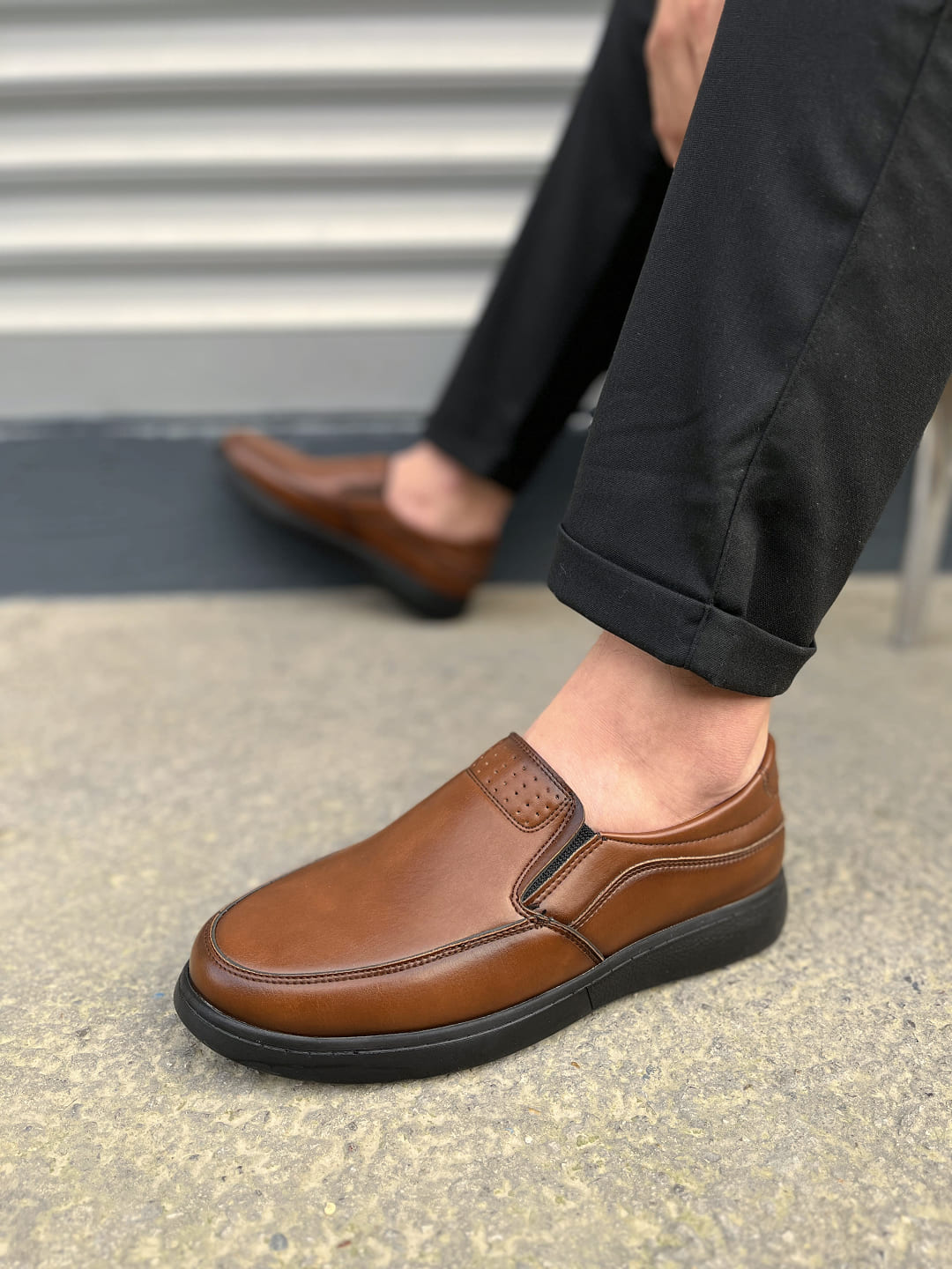 JY0410 Classique Bağcıksız Cilt Erkek Günlük Klasik Ayakkabı CST - Kahverengi - Görsel 3