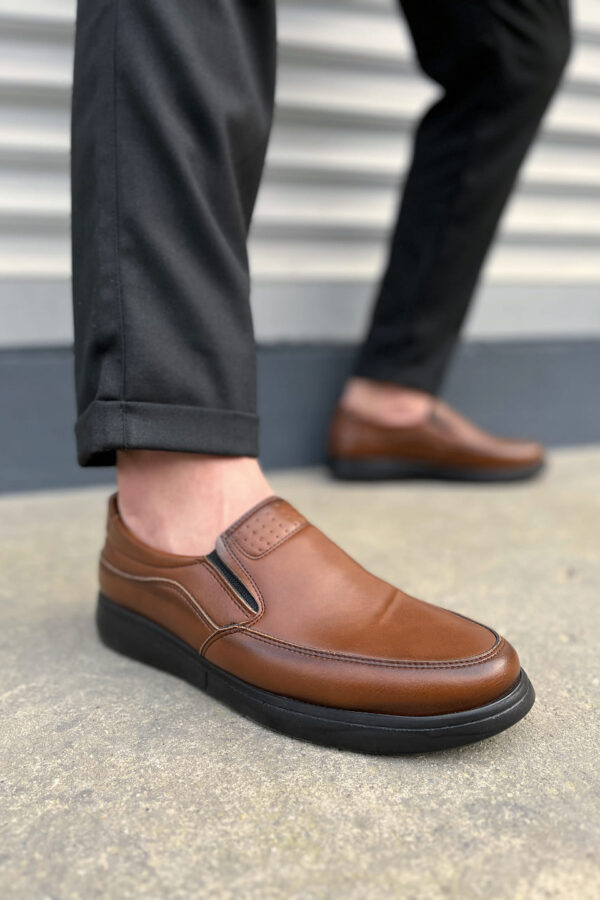 JY0410 Classique Bağcıksız Cilt Erkek Günlük Klasik Ayakkabı CST - Kahverengi