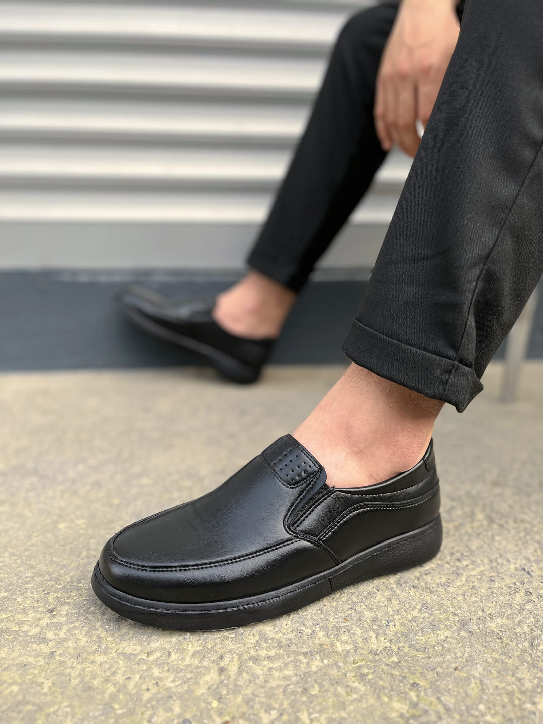 JY0410 Classique Bağcıksız Cilt Erkek Günlük Klasik Ayakkabı CST - Siyah - Görsel 3