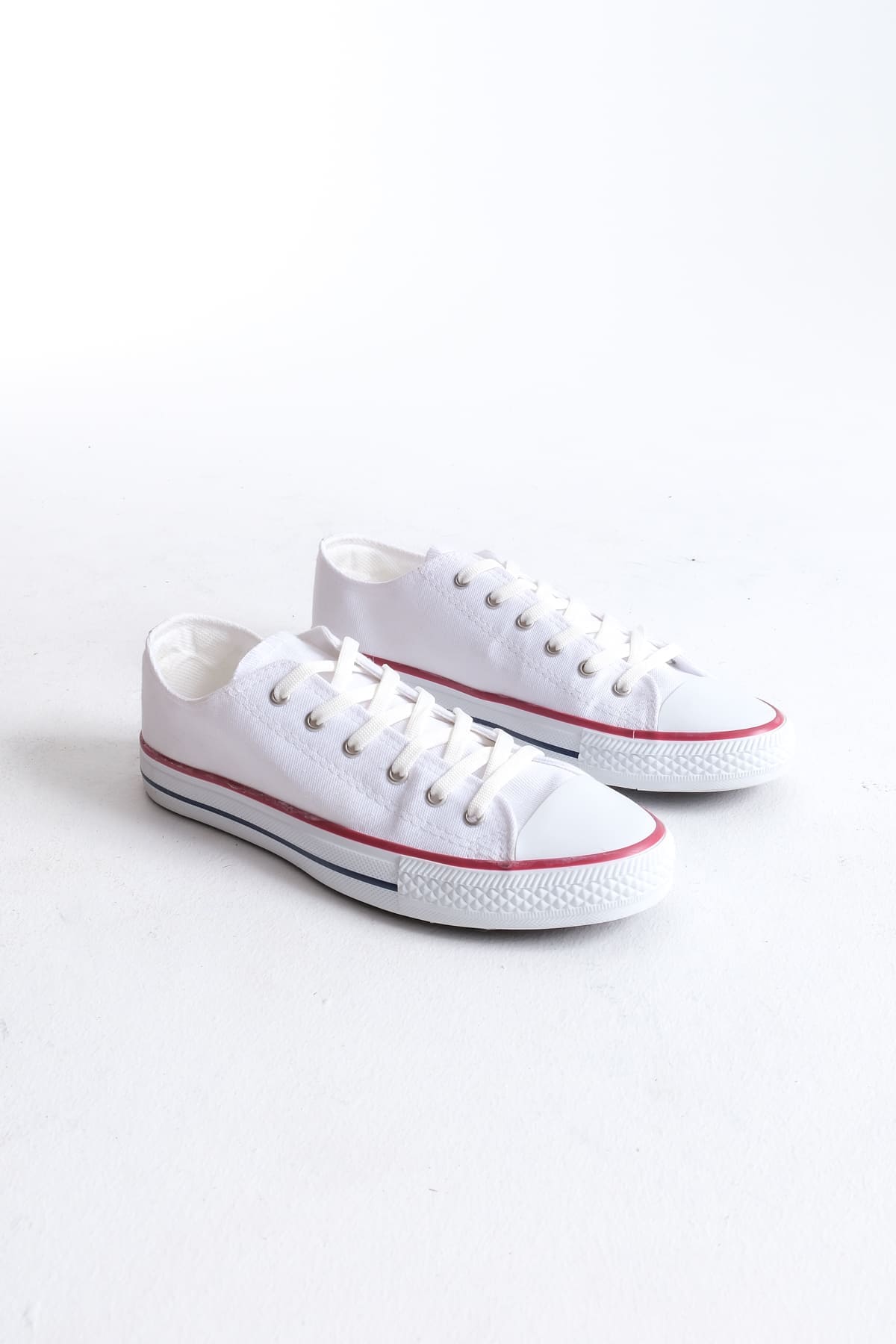 JY0422 Luke Bağcıklı Keten Kumaş Erkek Günlük Sneaker Ayakkabı KBT - Beyaz - Görsel 4