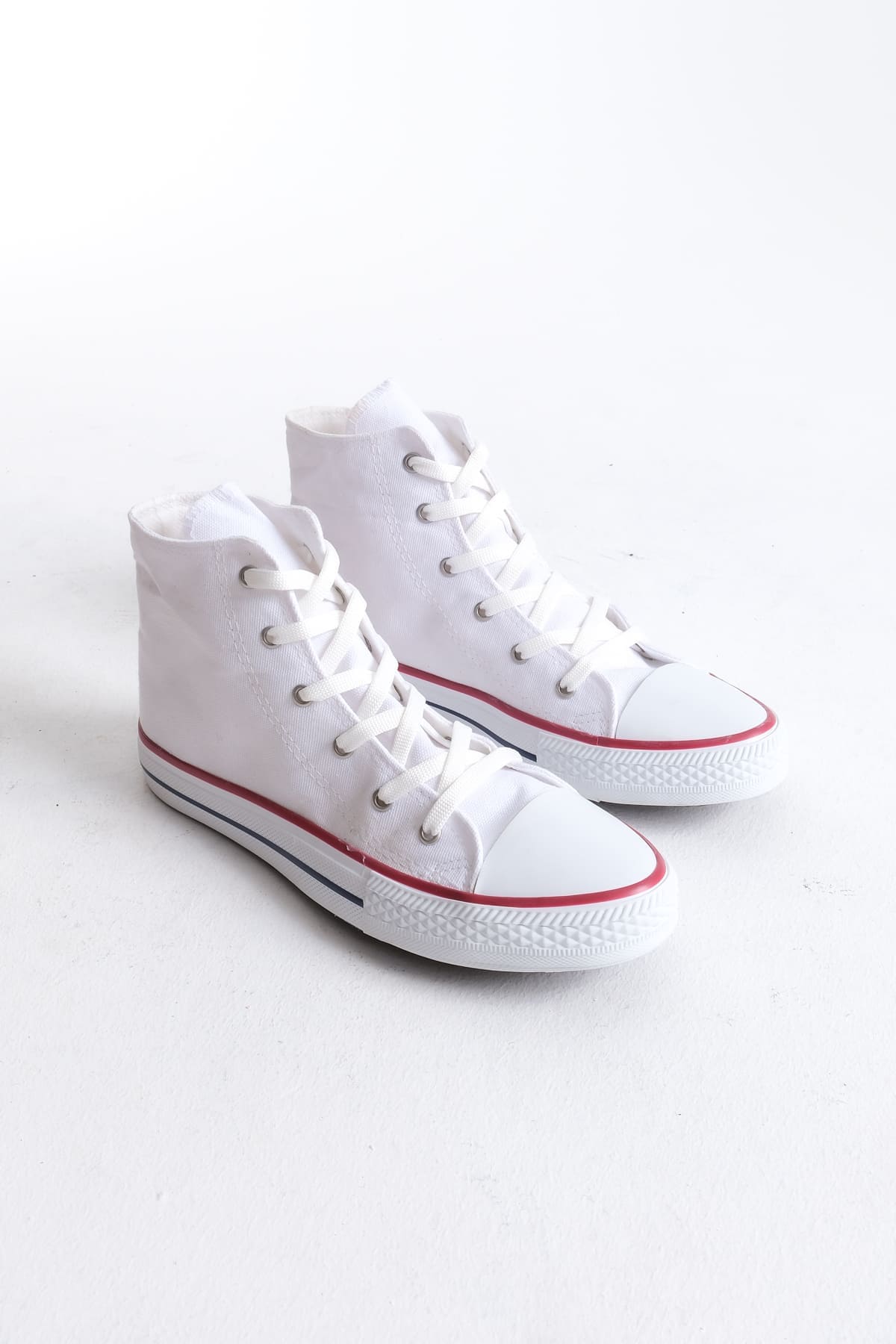 JY0423 AXE Bağcıklı Keten Kumaş Erkek Günlük Sneaker Ayakkabı KBT - Beyaz - Görsel 5