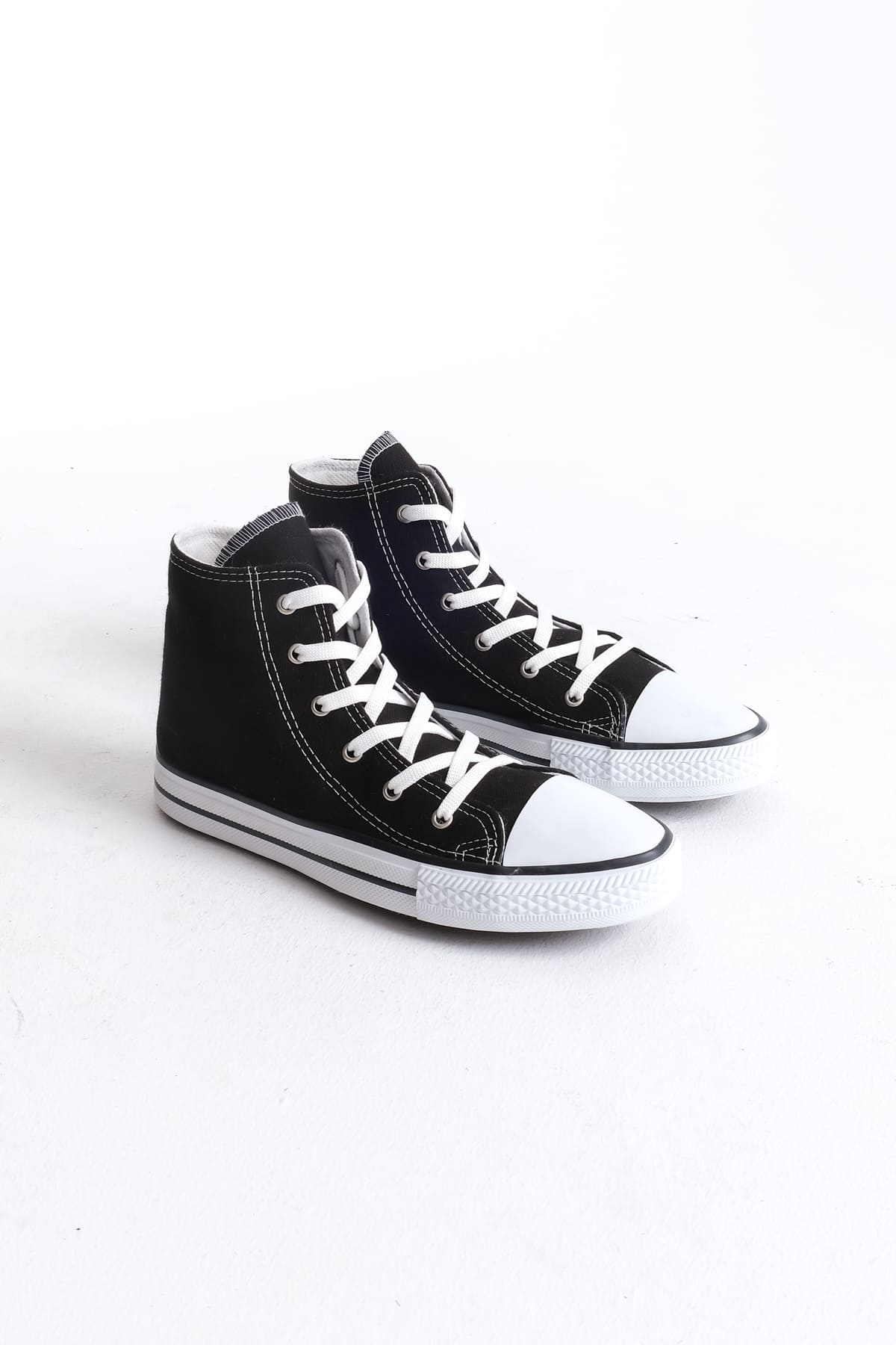 JY0423 AXE Bağcıklı Keten Kumaş Erkek Günlük Sneaker Ayakkabı KBT - Siyah - Görsel 4