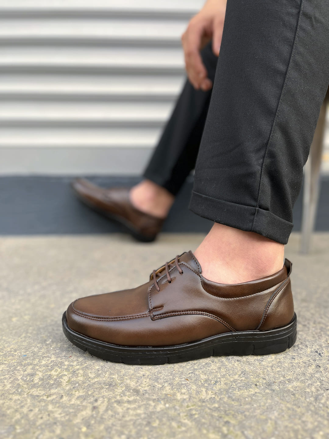 JY0510 Clasica Bağcıklı Cilt Erkek Günlük Klasik Ayakkabı CST - Kahverengi - Görsel 3