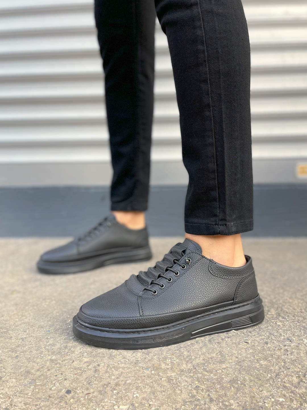 JY0535 Prime Bağcıklı Cilt Erkek Günlük Sneaker Ayakkabı CST - Siyah - Görsel 2