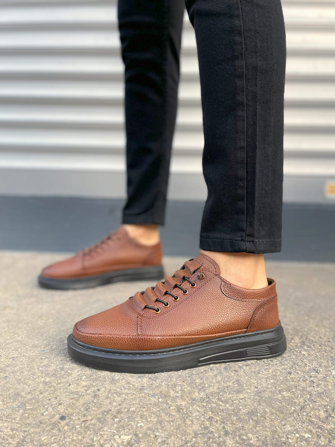 JY0535 Prime Bağcıklı Cilt Erkek Günlük Sneaker Ayakkabı CST - Taba - Görsel 2