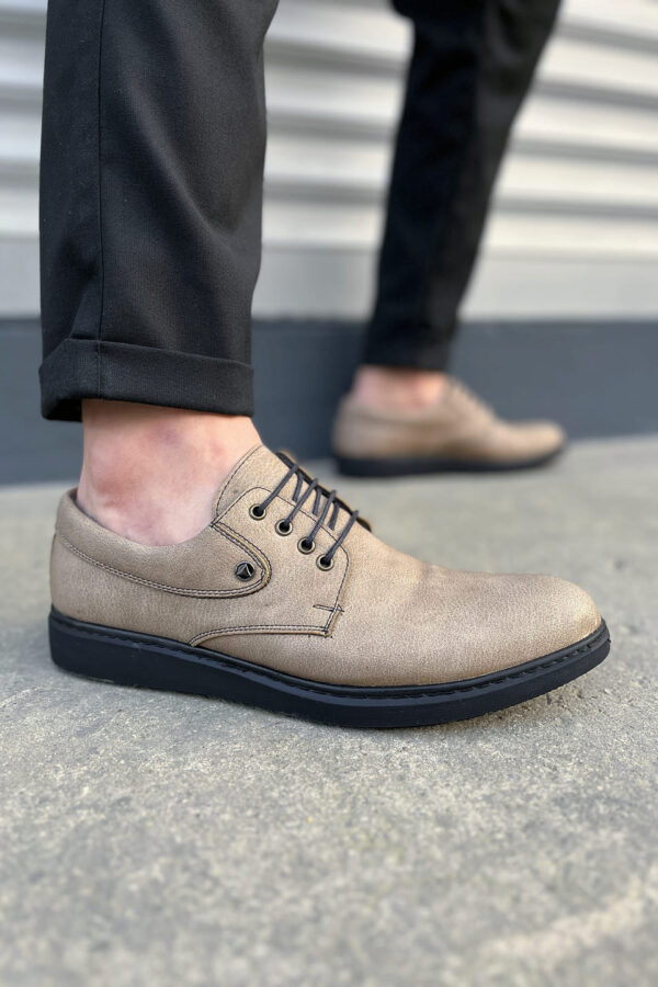 JY0610 Clasico Bağcıklı Cilt Erkek Günlük Klasik Ayakkabı CST - Gri