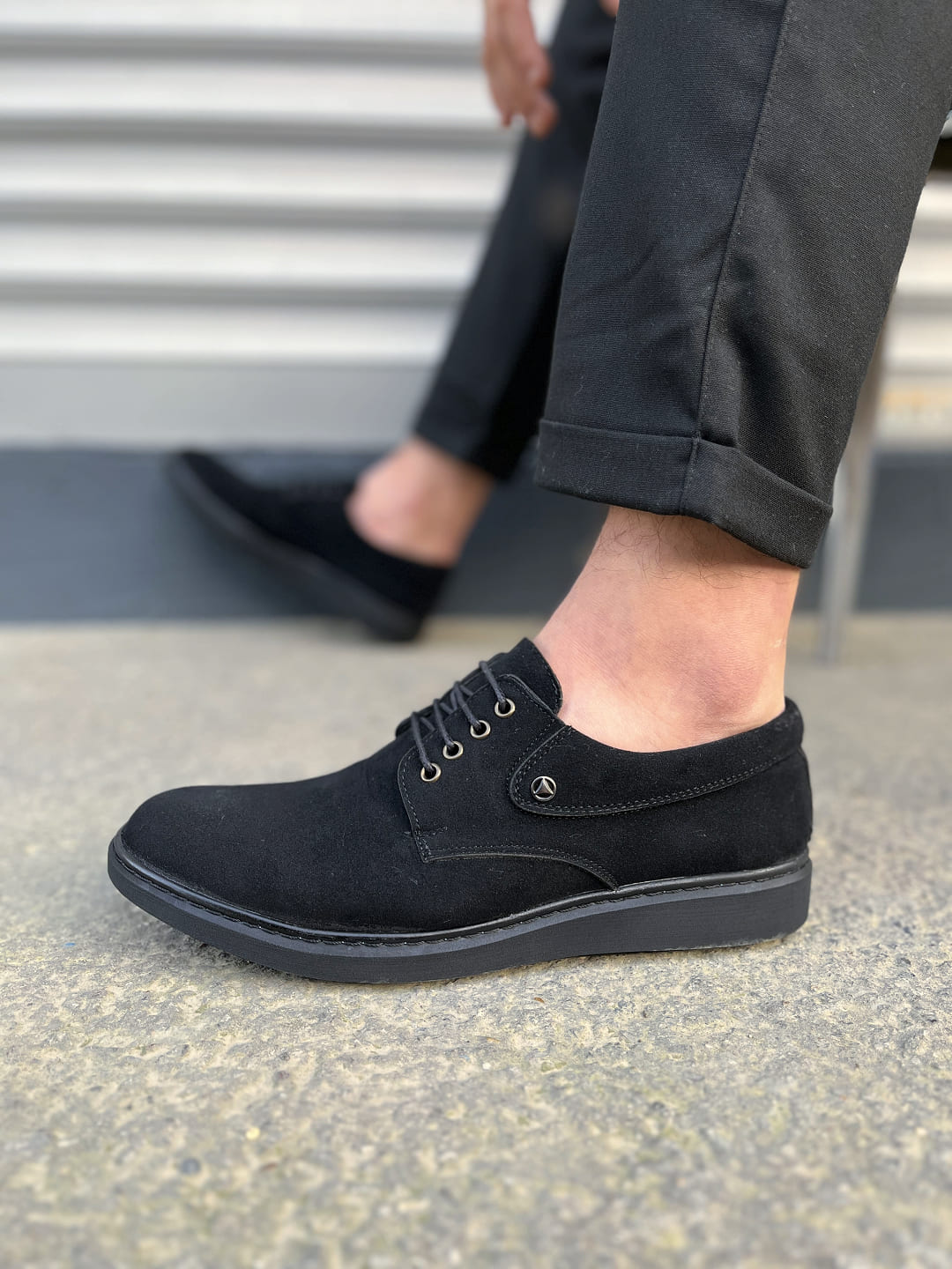 JY0610 Clasico Bağcıklı Süet Erkek Günlük Klasik Ayakkabı SST - Siyah - Görsel 3