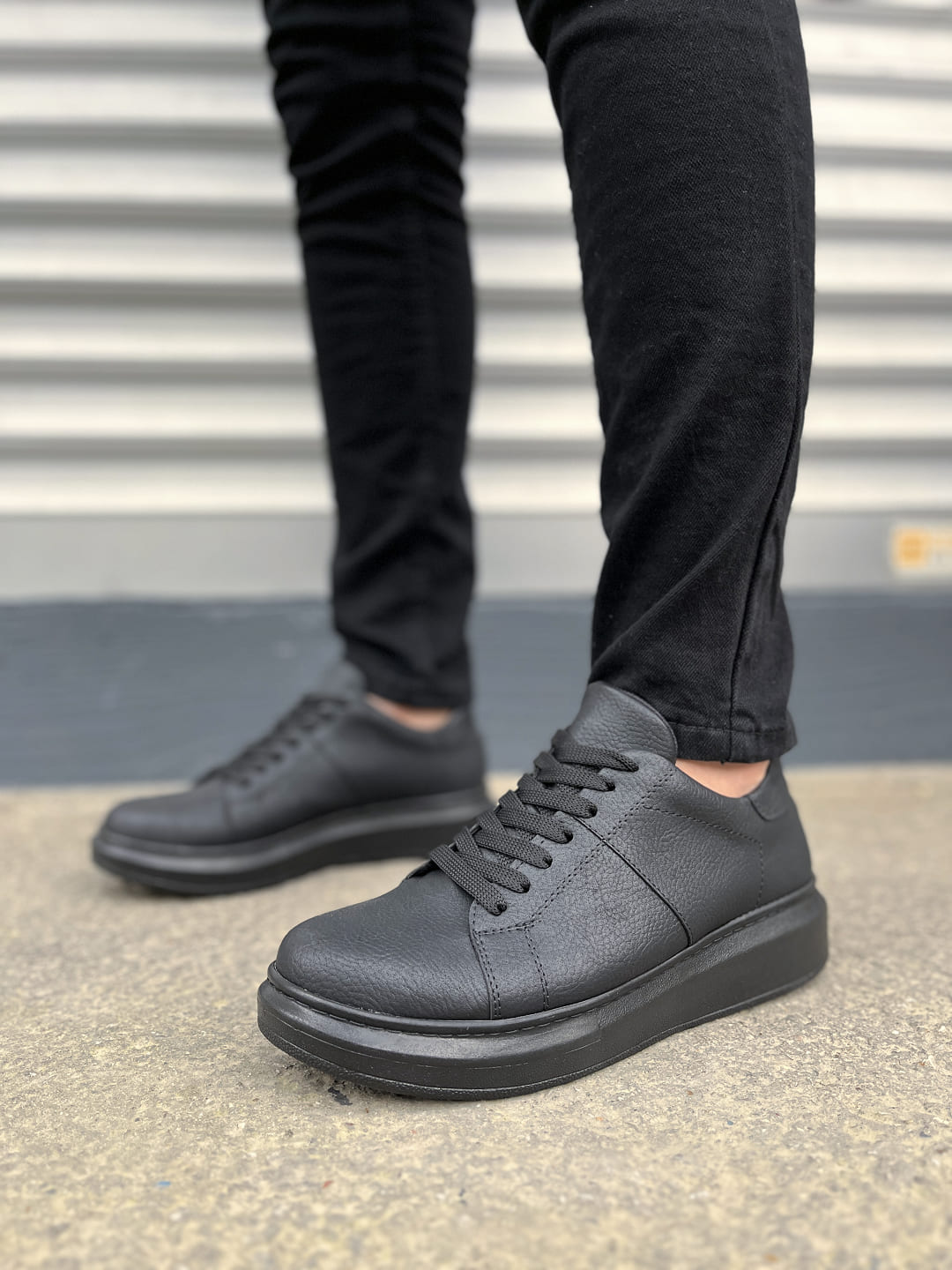 JY151 Boost Bağcıklı Cilt Erkek Günlük Sneaker Ayakkabı CST - Siyah - Görsel 2