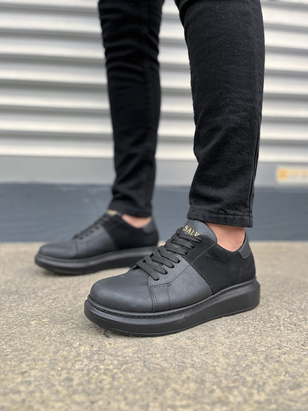 JY151 Boost Bağcıklı Cilt Süet Erkek Günlük Sneaker Ayakkabı CSST - Siyah - Görsel 2