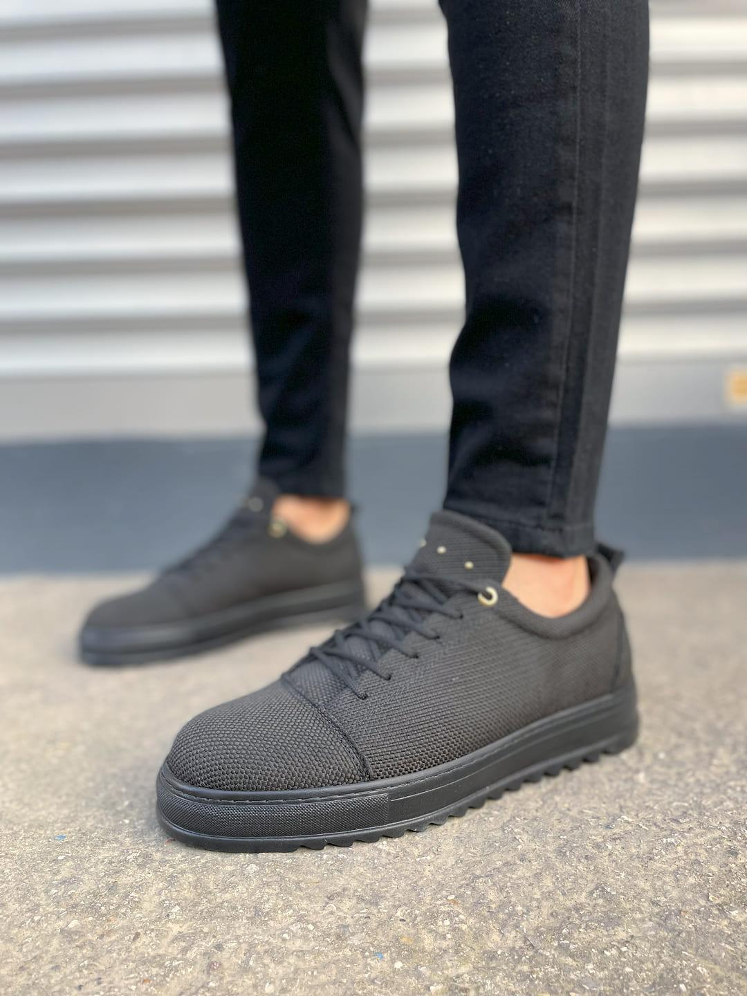 JY152 Cool Bağcıklı Keten Erkek Günlük Spor Klasik Ayakkabı KST - Siyah - Görsel 2