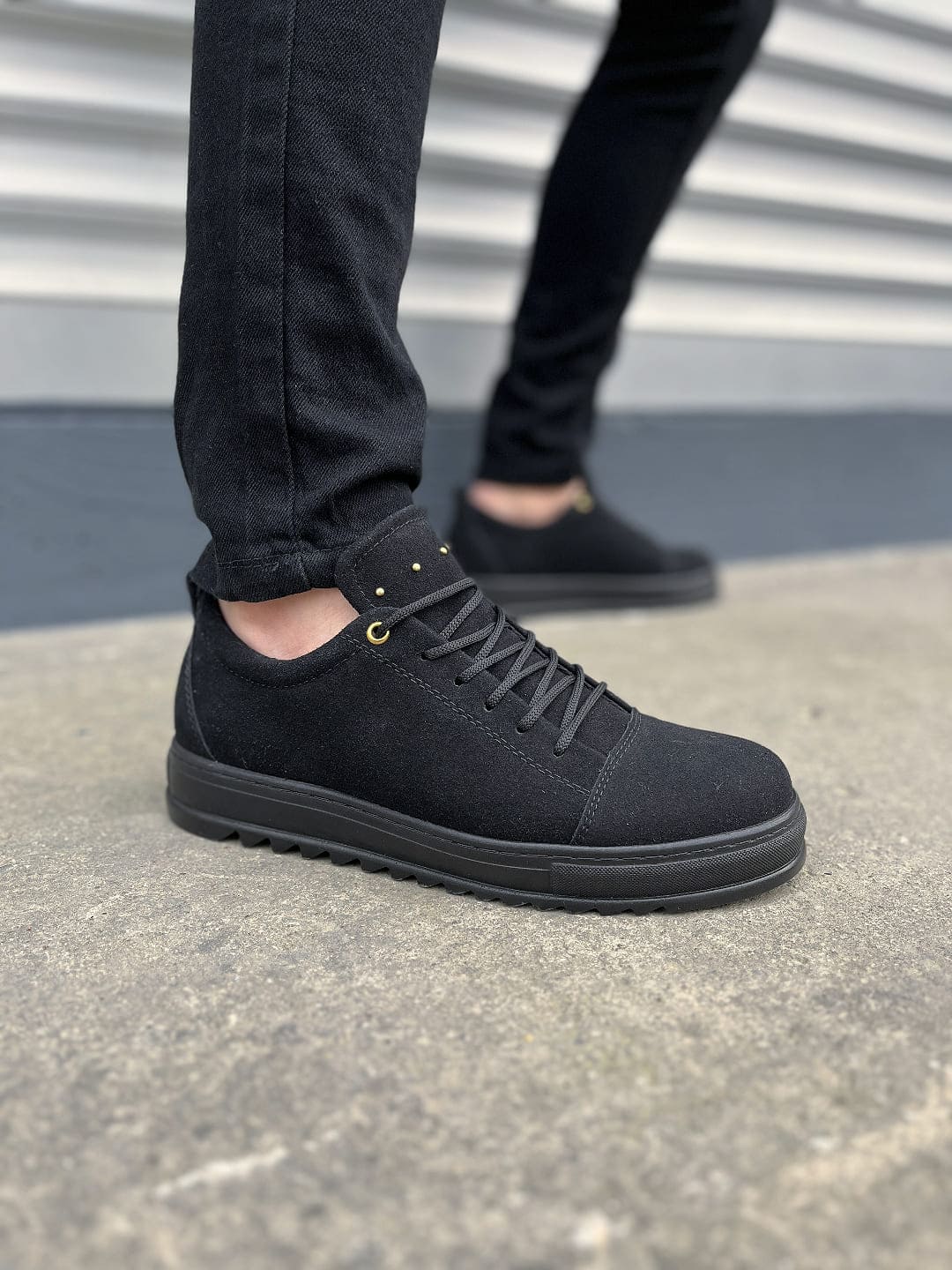 JY152 Cool Bağcıklı Süet Erkek Günlük Spor Klasik Ayakkabı SST - Siyah