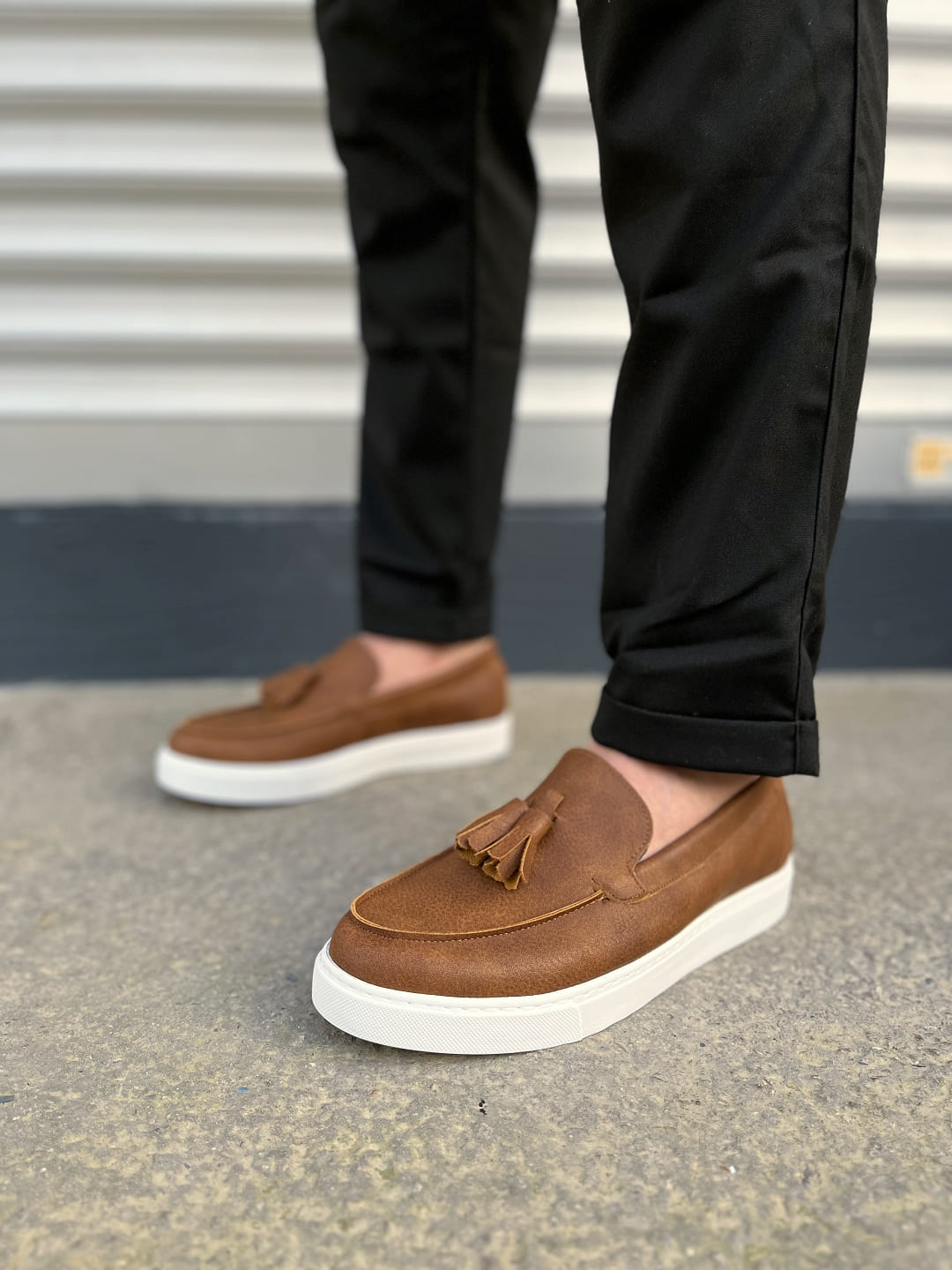 JY153 Bloom Bağcıksız Püsküllü Cilt Erkek Günlük Spor Klasik Ayakkabı CBT - Taba - Görsel 2