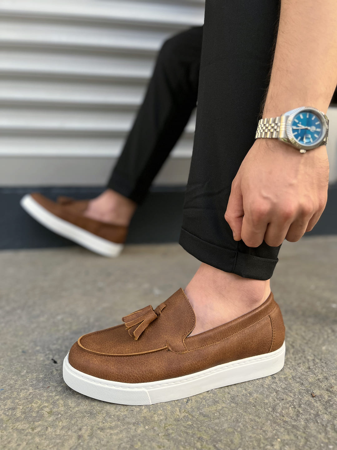 JY153 Bloom Bağcıksız Püsküllü Cilt Erkek Günlük Spor Klasik Ayakkabı CBT - Taba - Görsel 3