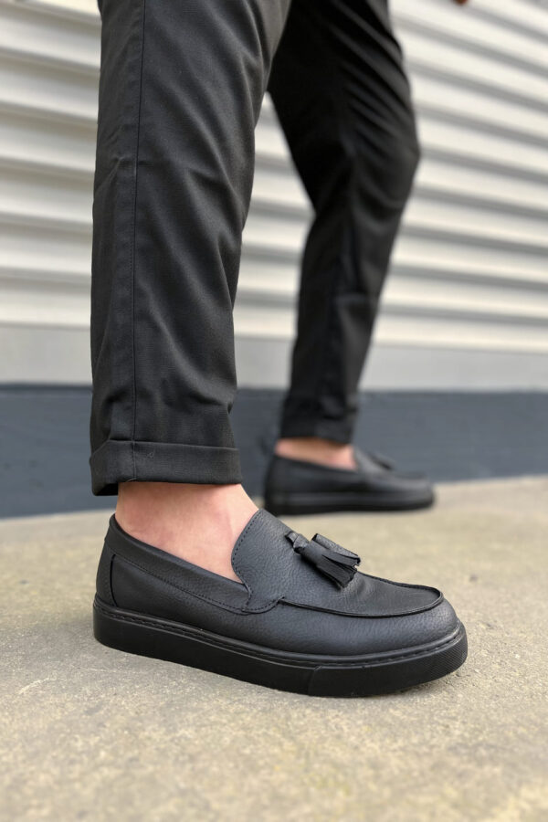 JY153 Bloom Bağcıksız Püsküllü Cilt Erkek Günlük Spor Klasik Ayakkabı CST - Siyah