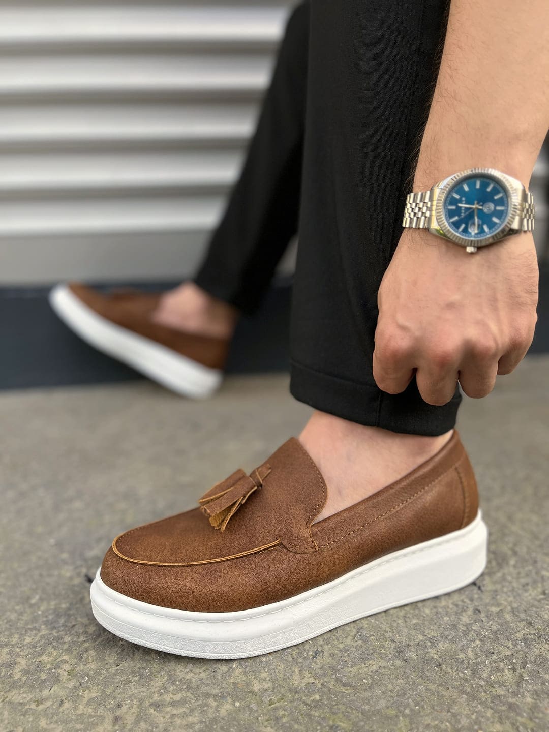 JY154 Blaze Bağcıksız Püsküllü Cilt Erkek Günlük Spor Klasik Ayakkabı CBT - Taba - Görsel 3