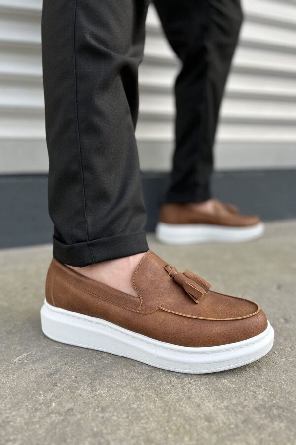 JY154 Blaze Bağcıksız Püsküllü Cilt Erkek Günlük Spor Klasik Ayakkabı CBT - Taba