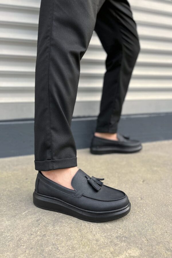 JY154 Blaze Bağcıksız Püsküllü Cilt Erkek Günlük Spor Klasik Ayakkabı CST - Siyah