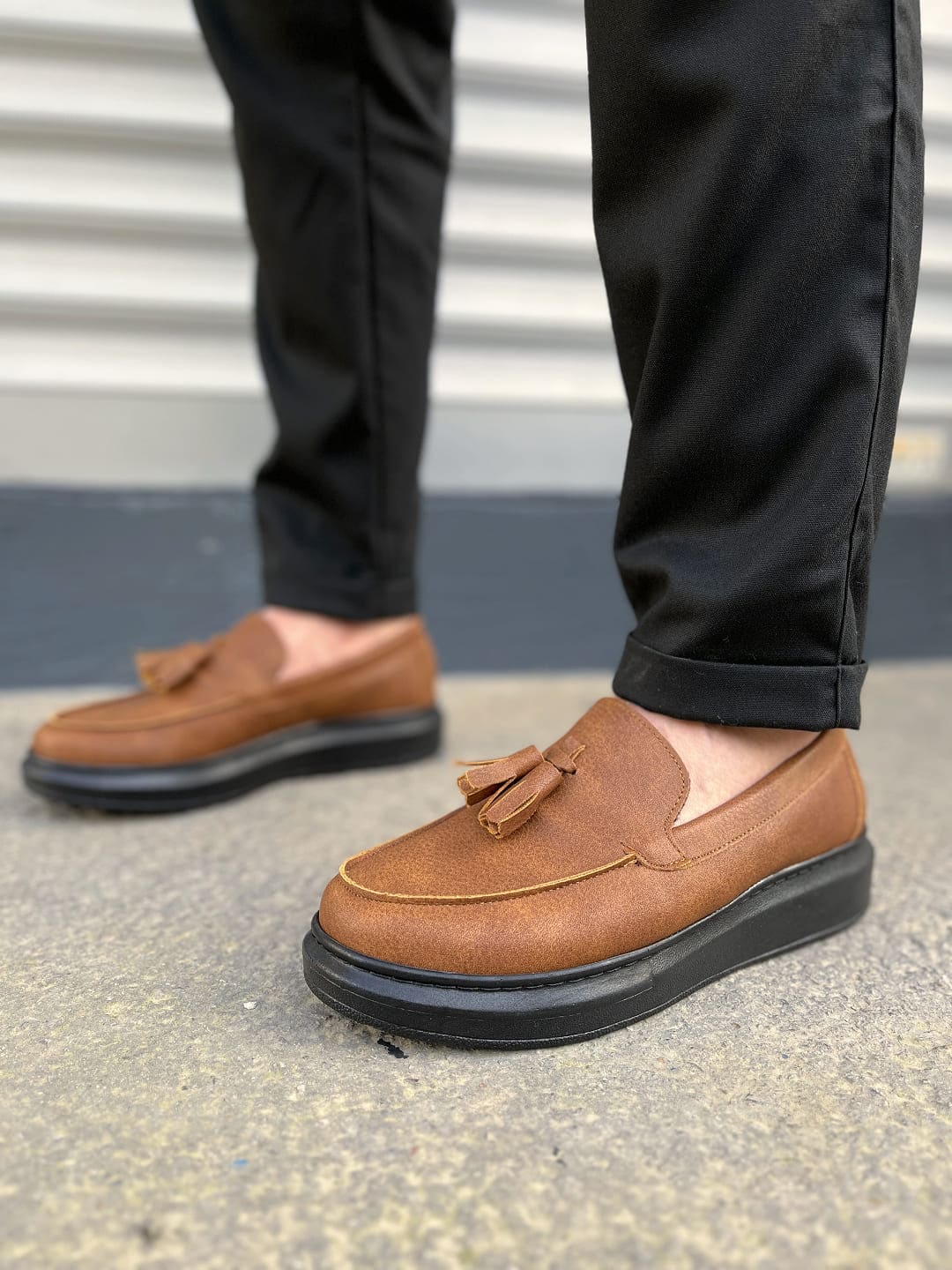 JY154 Blaze Bağcıksız Püsküllü Cilt Erkek Günlük Spor Klasik Ayakkabı CST - Taba - Görsel 2