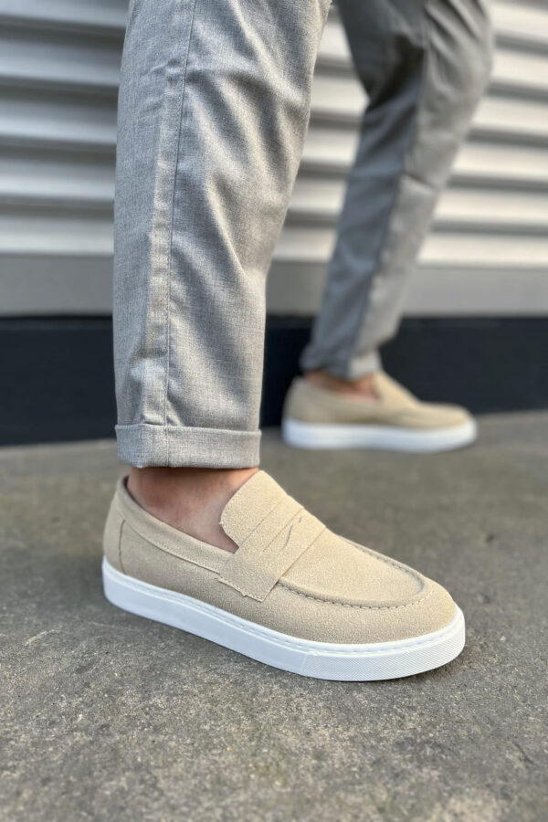 JY180 Estilo X Bağcıksız Süet Erkek Günlük Spor Klasik Ayakkabı SBT - Krem