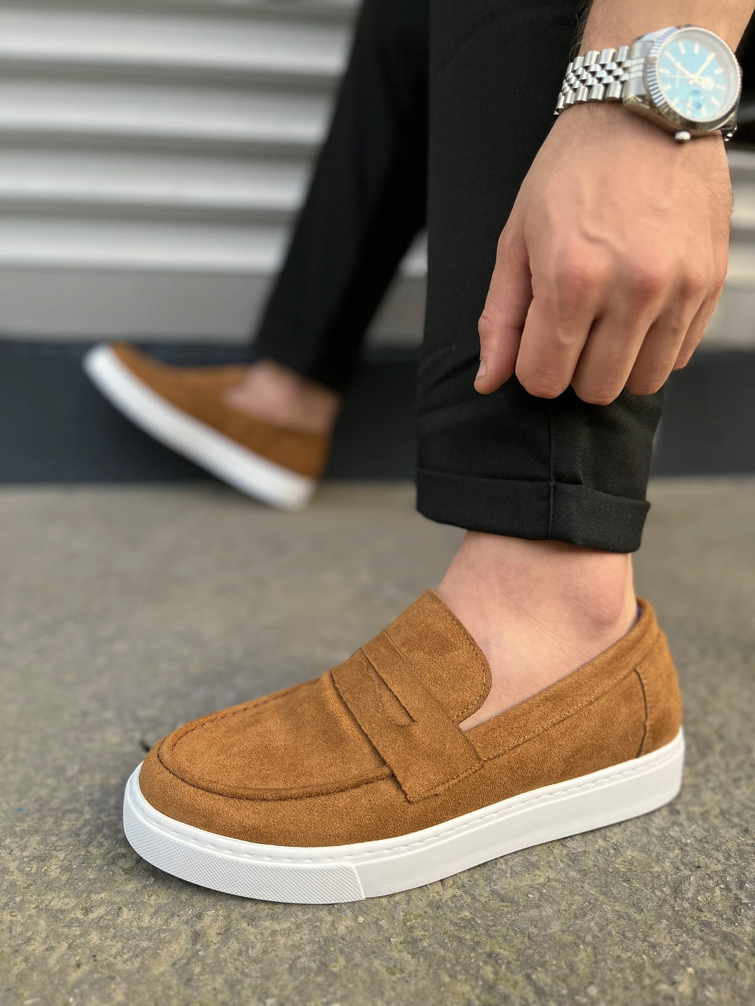 JY180 Estilo X Bağcıksız Süet Erkek Günlük Spor Klasik Ayakkabı SBT - Taba - Görsel 3