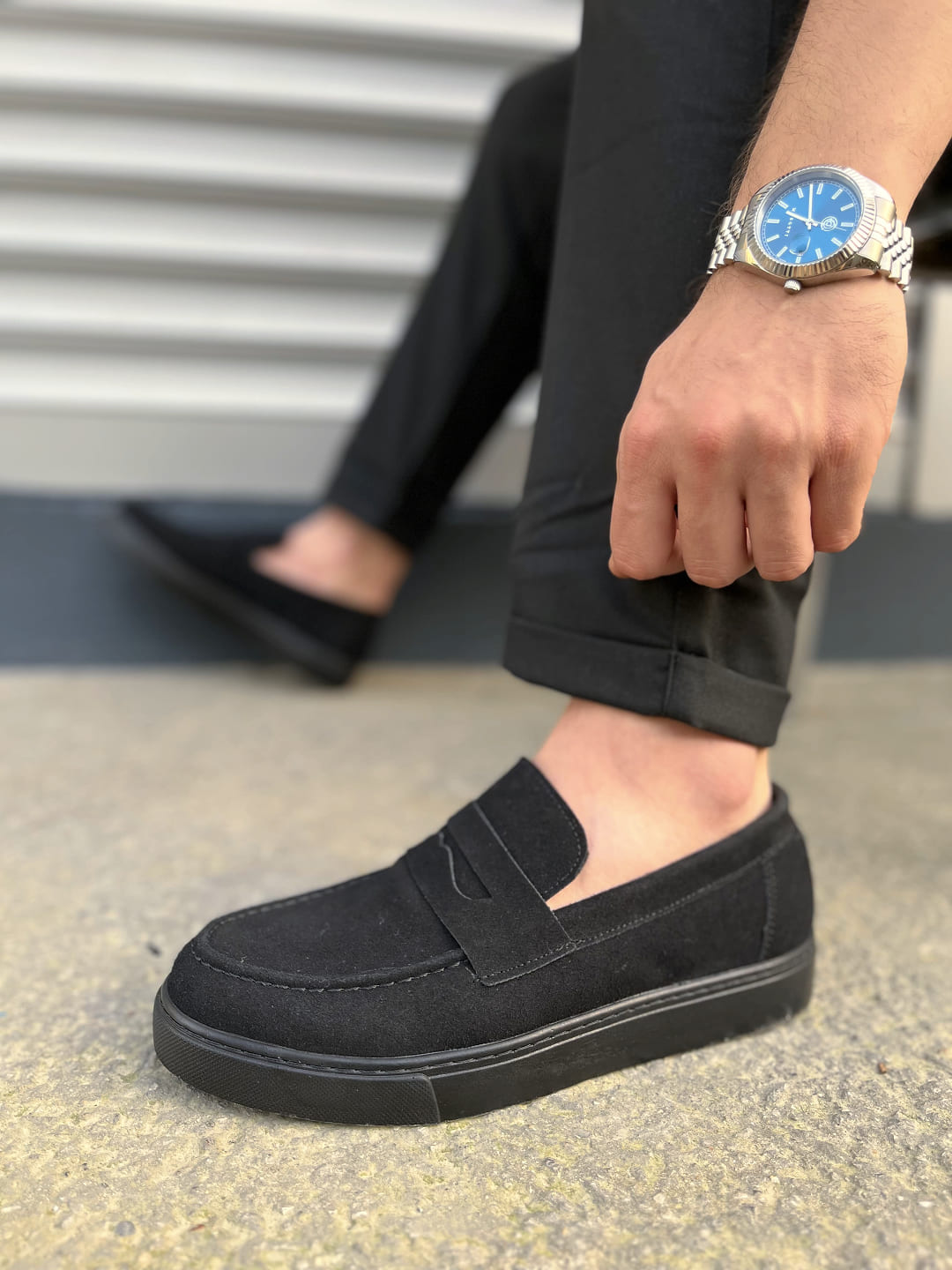 JY180 Estilo X Bağcıksız Süet Erkek Günlük Spor Klasik Ayakkabı SST - Siyah - Görsel 3