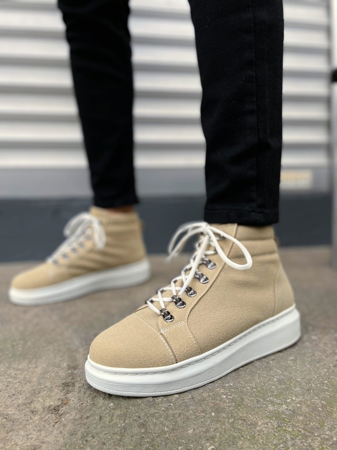 JY206 Ottawa Bağcıklı Ortopedik Taban Süet Erkek Spor Bot SBT - Krem - Görsel 2