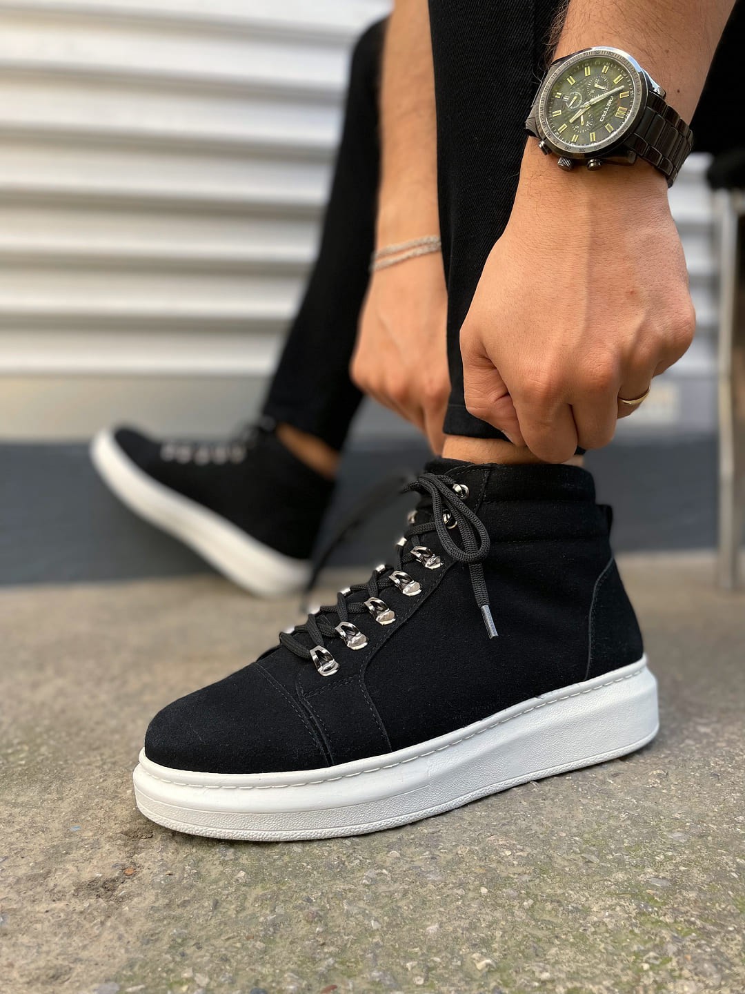 JY206 Ottawa Bağcıklı Ortopedik Taban Süet Erkek Spor Bot SBT - Siyah - Görsel 3