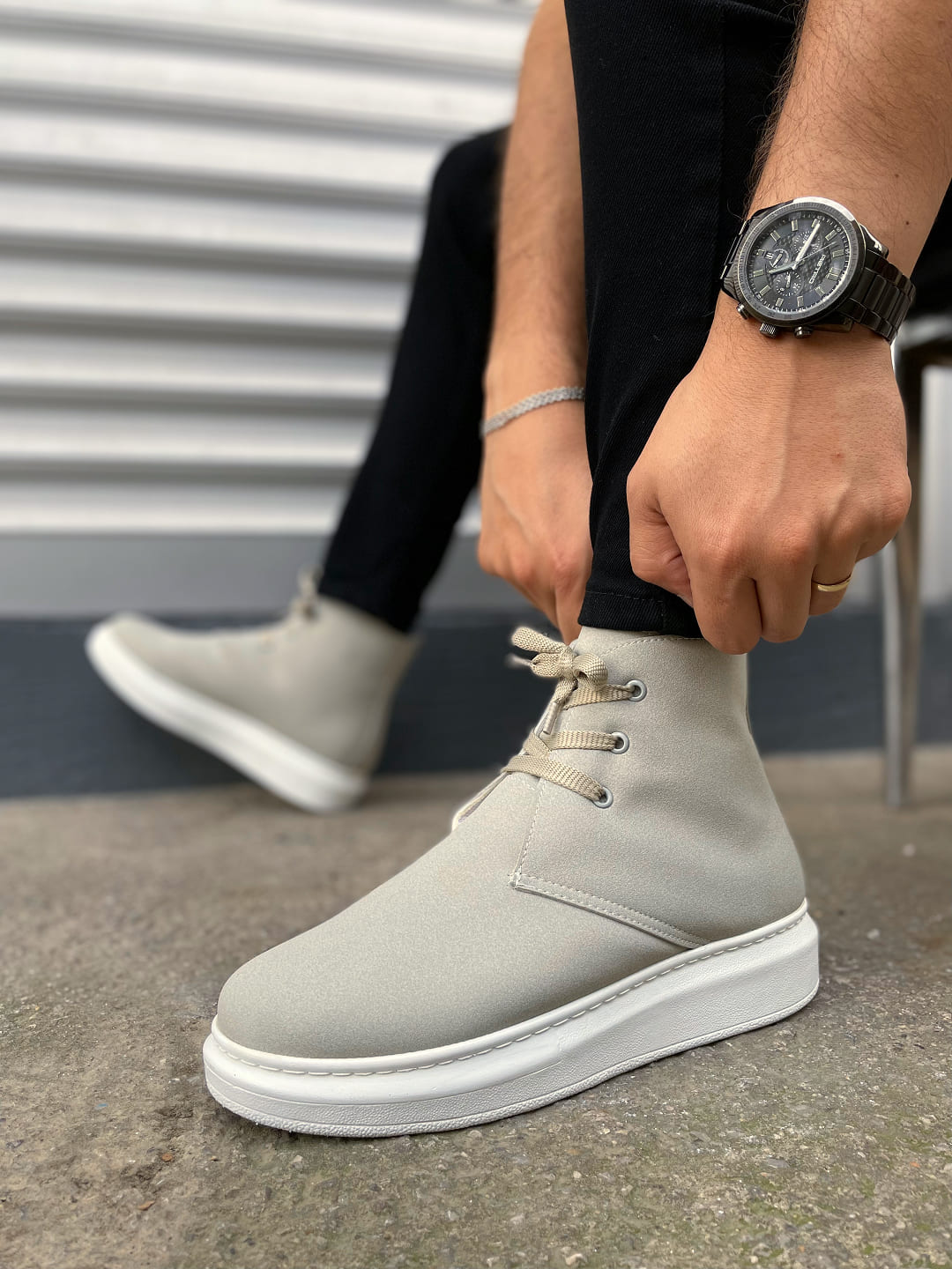 JY207 Oslo Bağcıklı Ortopedik Taban Süet Erkek Spor Bot SBT - Gri - Görsel 3