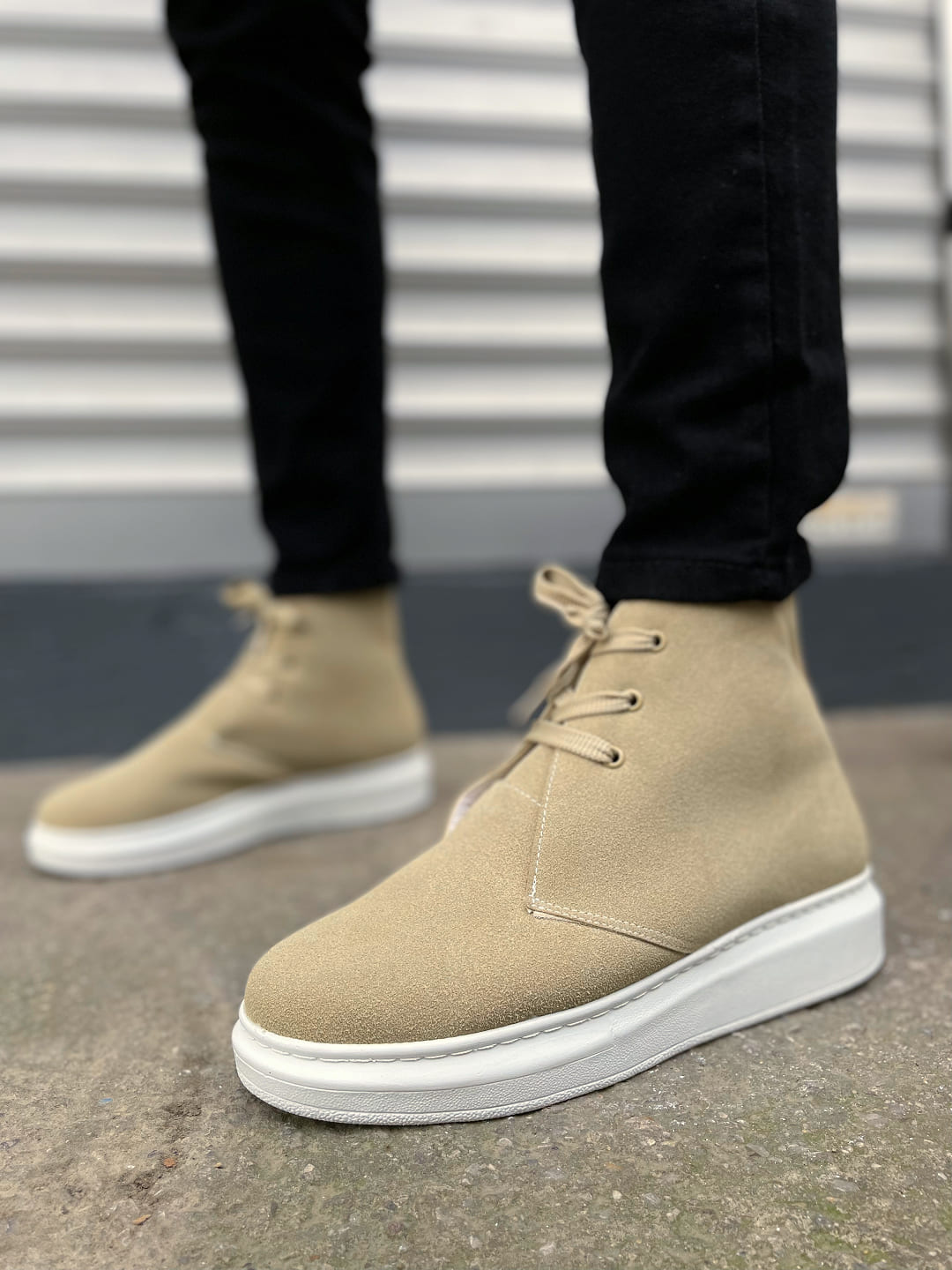 JY207 Oslo Bağcıklı Ortopedik Taban Süet Erkek Spor Bot SBT - Krem - Görsel 2