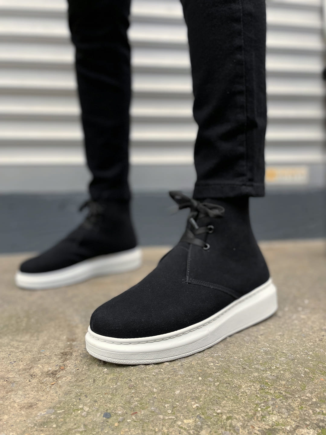 JY207 Oslo Bağcıklı Ortopedik Taban Süet Erkek Spor Bot SBT - Siyah - Görsel 2