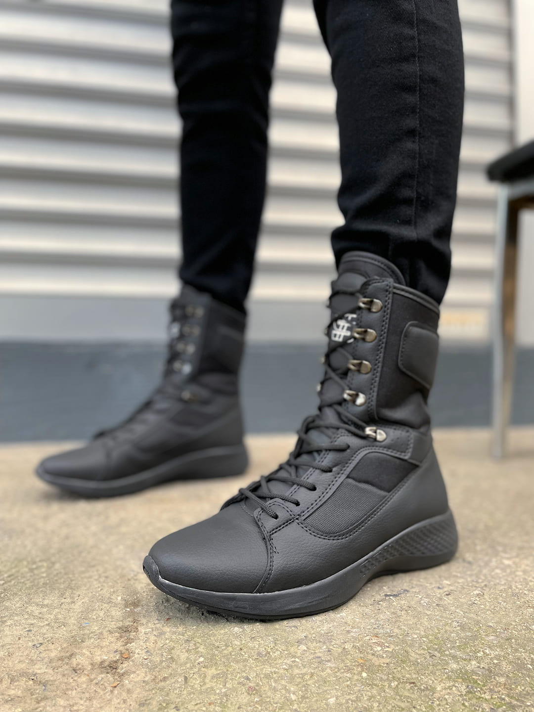 JY799 Verton Bağcıklı Ortopedik Taban Günlük Cilt Erkek Askeri Postal Bot CST Siyah - Görsel 2