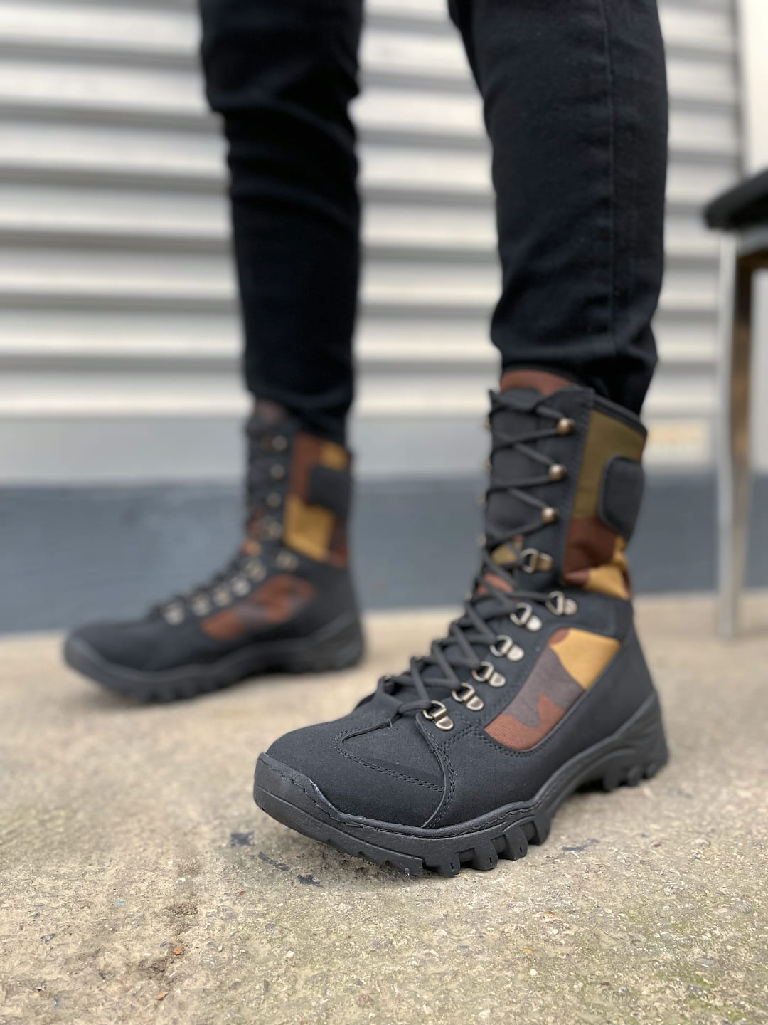 JY999 Strike Bağcıklı Ortopedik Taban Günlük Cilt Erkek Askeri Postal Bot CST Siyah/Haki - Görsel 2