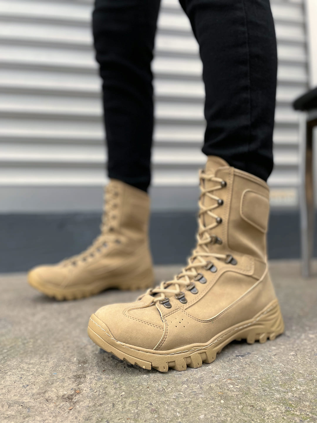 JY999 Strike Bağcıklı Ortopedik Taban Günlük Süet Erkek Askeri Postal Bot SKT Kum - Görsel 2