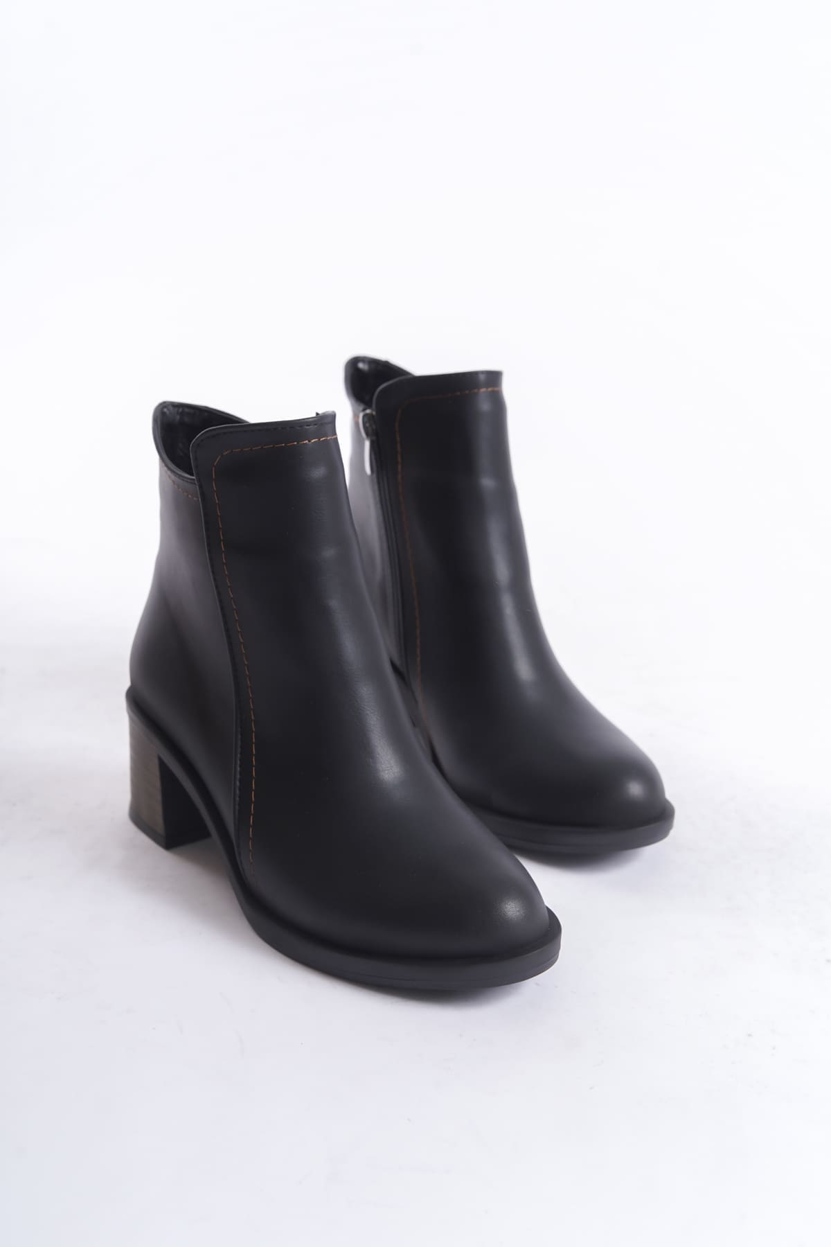 LARISSA Fermuarlı Ortopedik Taban Topuklu Kadın Bot CST - Siyah - Görsel 5