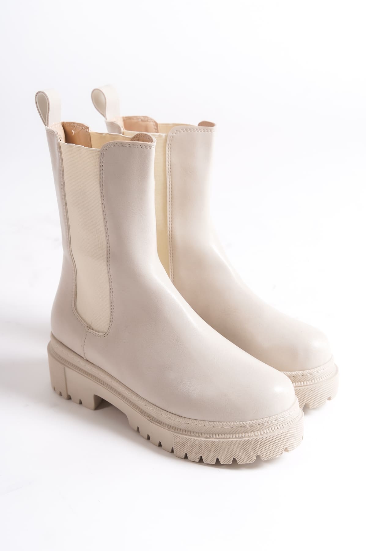 LORA Bağcıksız Lastikli Ortopedik Taban Kadın Bot CKT - Krem - Görsel 4