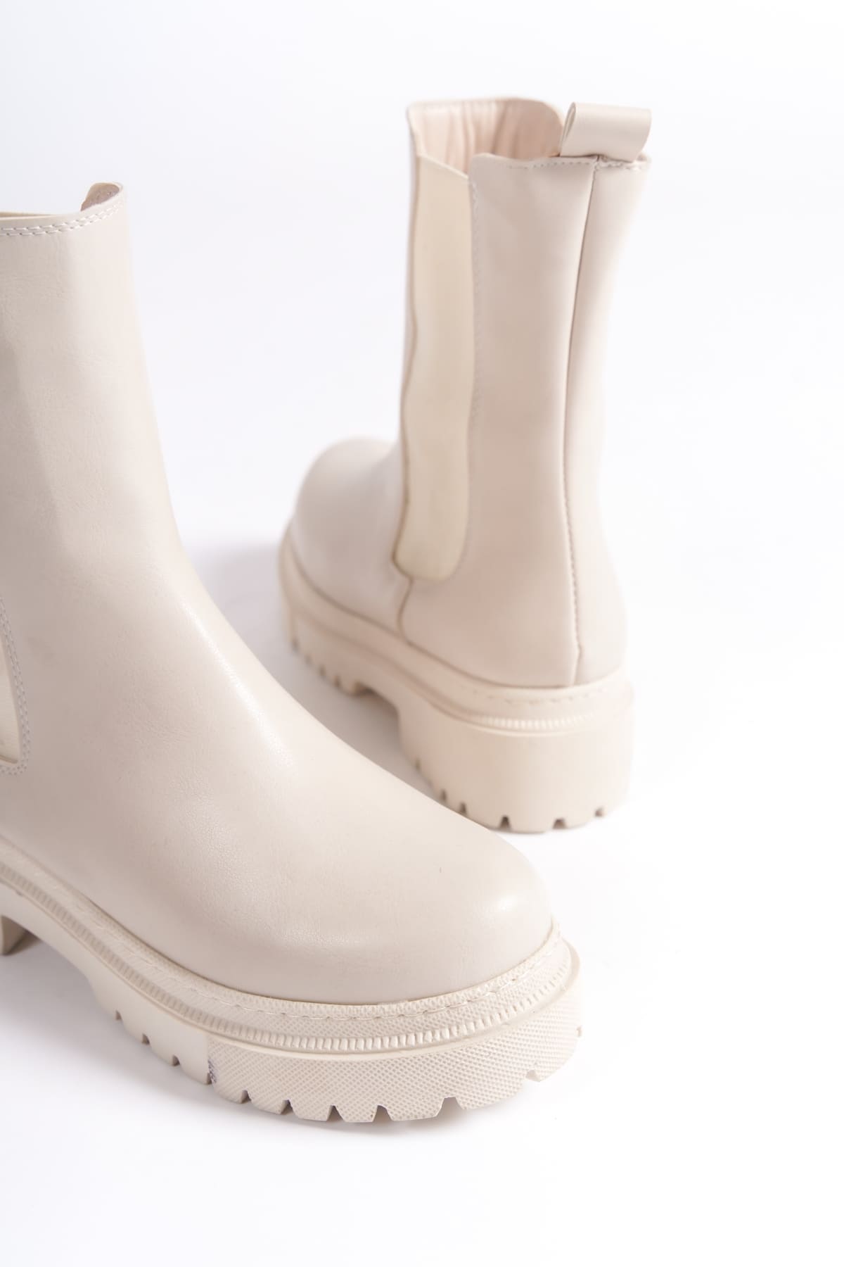LORA Bağcıksız Lastikli Ortopedik Taban Kadın Bot CKT - Krem - Görsel 5
