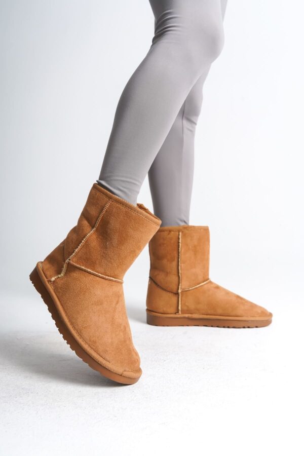 SELINA Bağcıksız Düz Taban İçi Kürklü Süet Kadın Bot  STT - Taba