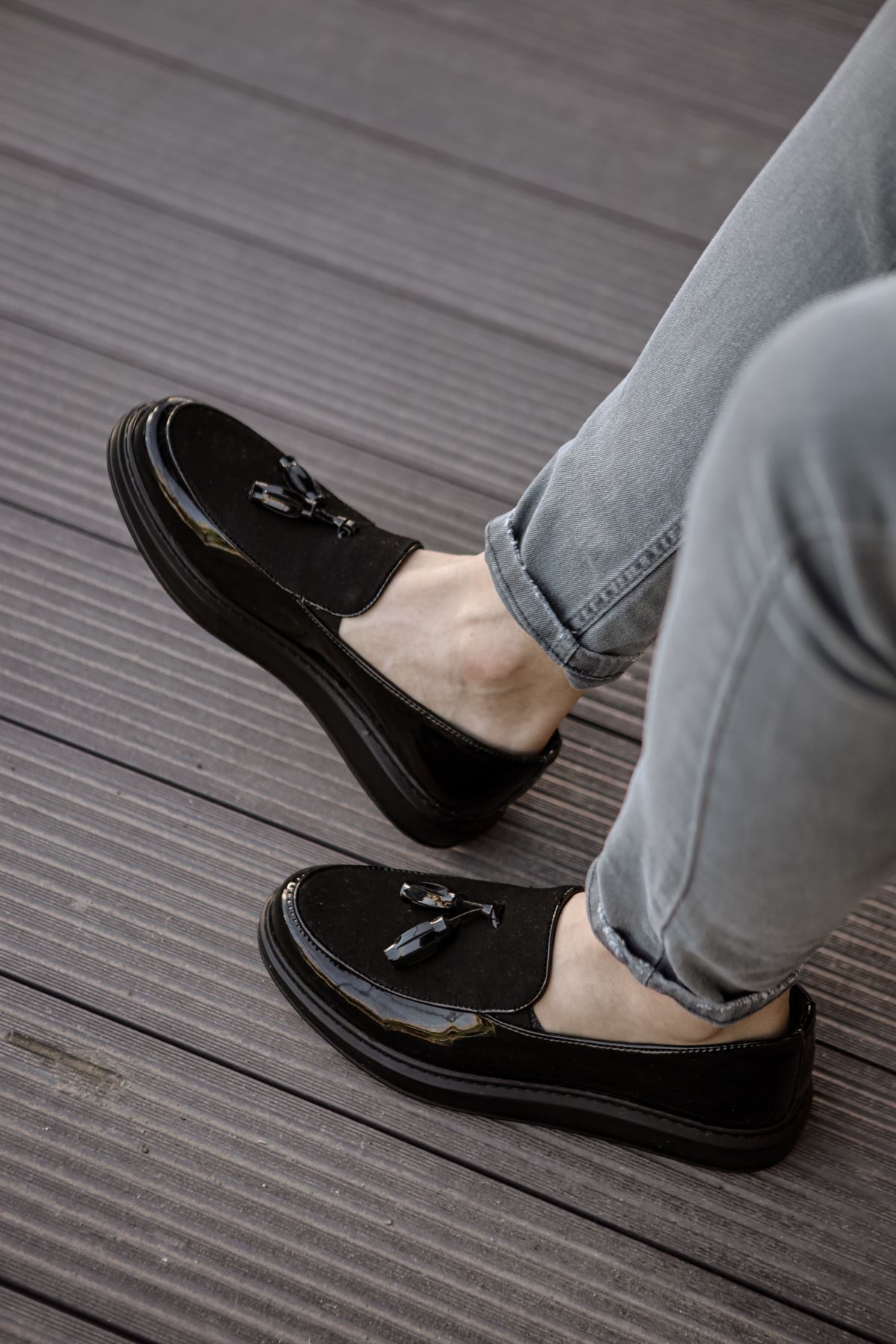 CH002 - RST Loafer Verniciata Erkek Ayakkabı SIYAH - Görsel 3