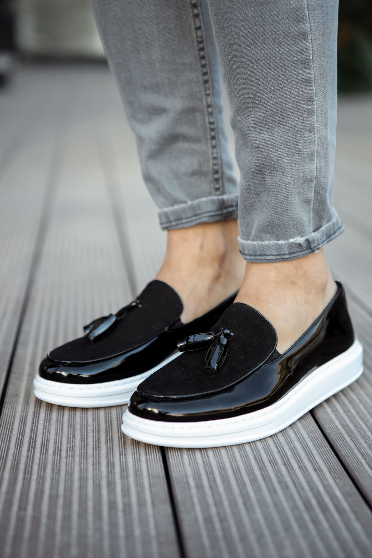 CH002 - RBT Loafer Verniciata Erkek Ayakkabı SIYAH - Görsel 2