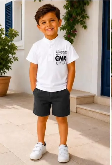 2/10 Yaş Keten Tişört Denim Şort Çocuk Takımı