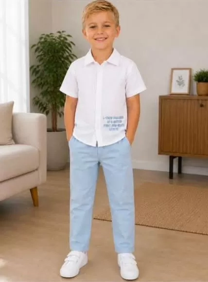 2/10 Yaş Müslin Gömlek Denim Pantolon Çocuk Takımı