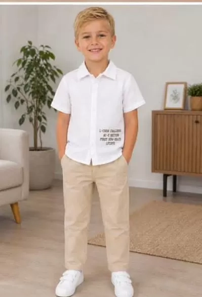 2/10 Yaş Müslin Gömlek Denim Pantolon Çocuk Takımı