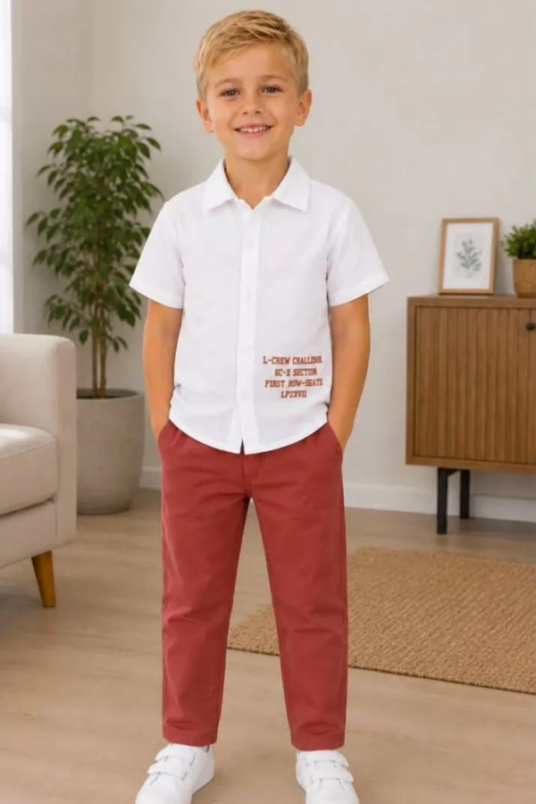 2/10 Yaş Müslin Gömlek Denim Pantolon Çocuk Takımı
