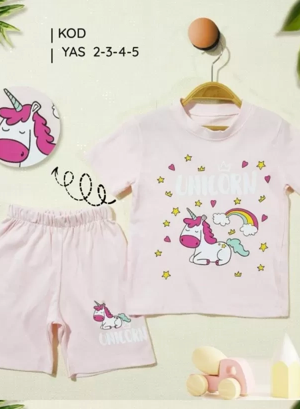 2/5 Yaş Unicorn Baskılı Çocuk Takımı