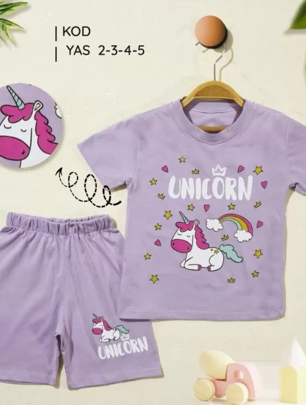 2/5 Yaş Unicorn Baskılı Çocuk Takımı