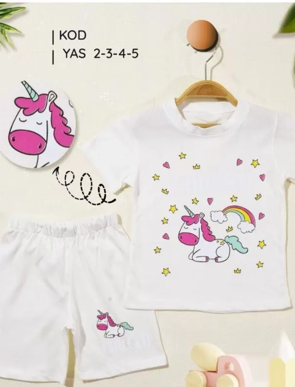 2/5 Yaş Unicorn Baskılı Çocuk Takımı