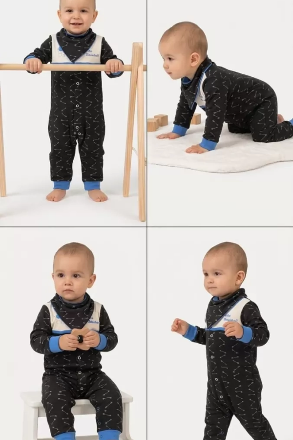 3/12 Ay Fularlı Bebek Tulumu